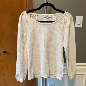 Loft ivory boatneck blouse